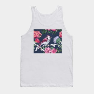 Pink bird with flowers Tank Top